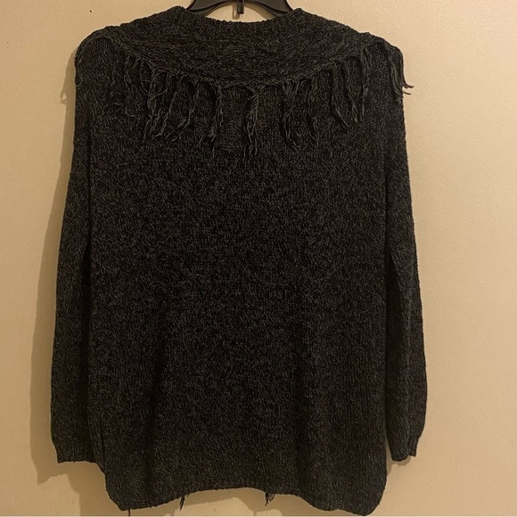 Shyanne Country Sweater Western Size S Fringed V-Neck Gray Long Sleeve Cotton - Picture 4 of 10